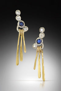 Diamond and Sapphire Gold Dangle Earrings